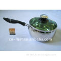 Stainless steel soup pot with bakelite handle